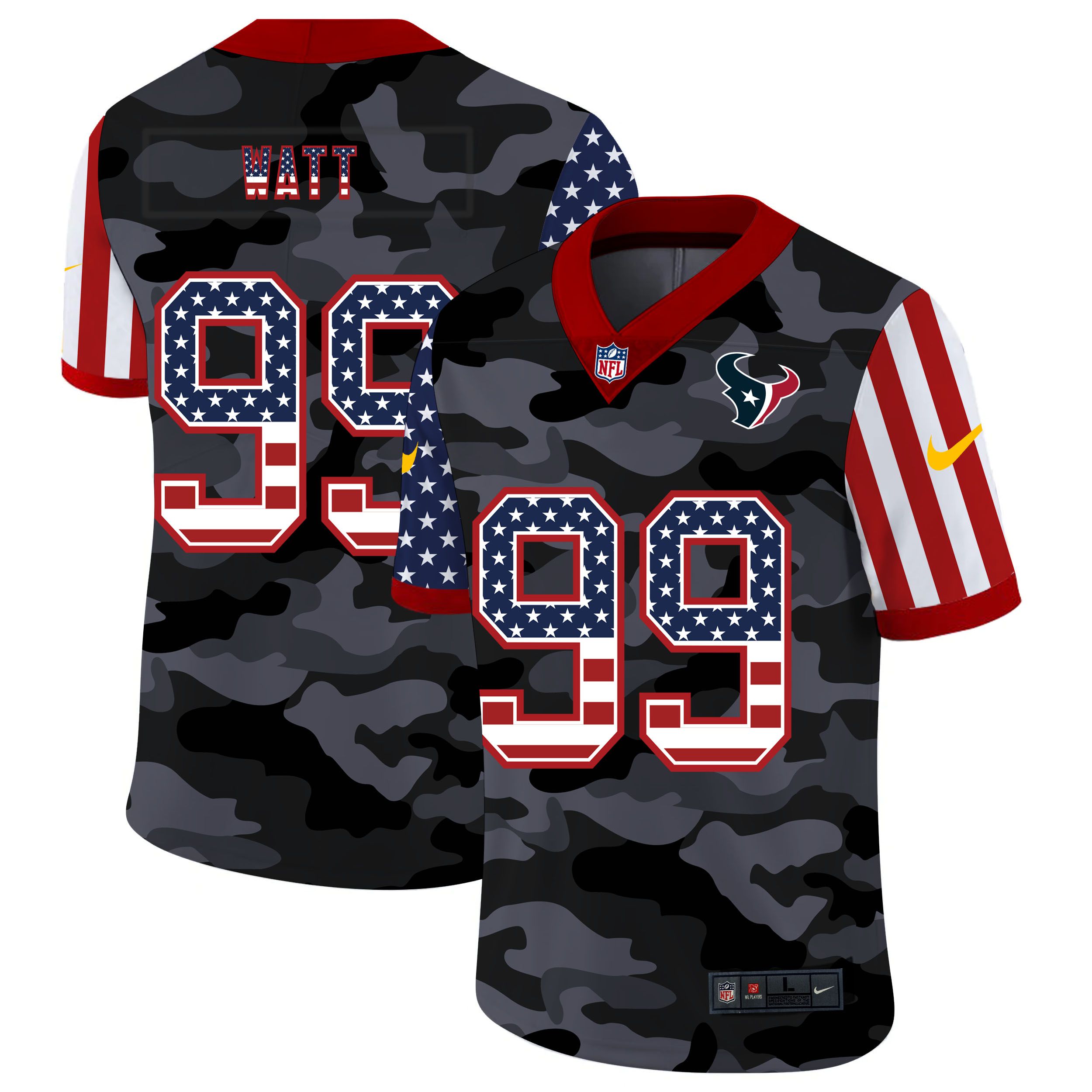 Men Houston Texans #99 Watt 2020 Nike Camo USA Salute to Service Limited NFL Jerseys